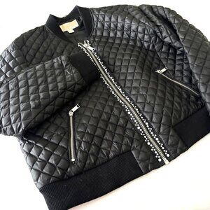 MICHAEL KORS  lightly down filled quilted black jacket  Misses XL